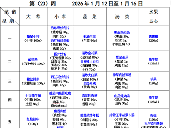 2025-2026学年第一学期越溪实小学生菜谱（第20周）